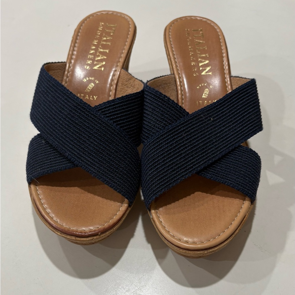 Italian Shoemakers Navy and Tan Sandals.